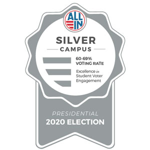 All In Silver Campus 60-69% voting rate Excellence in Student Voting Engagement for Presidential 2020 Election