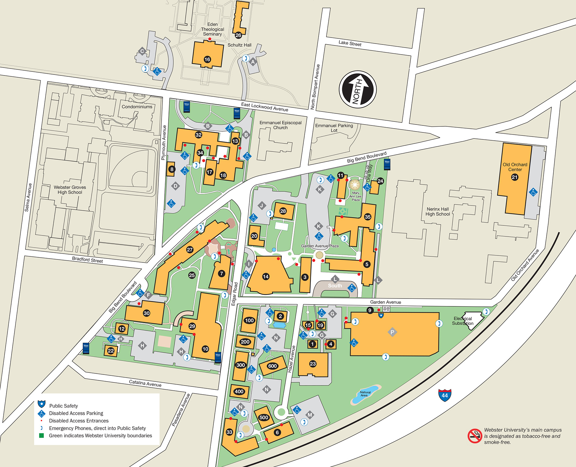 Campus Map — Ӱҵ main campus in Webster Groves, Missouri