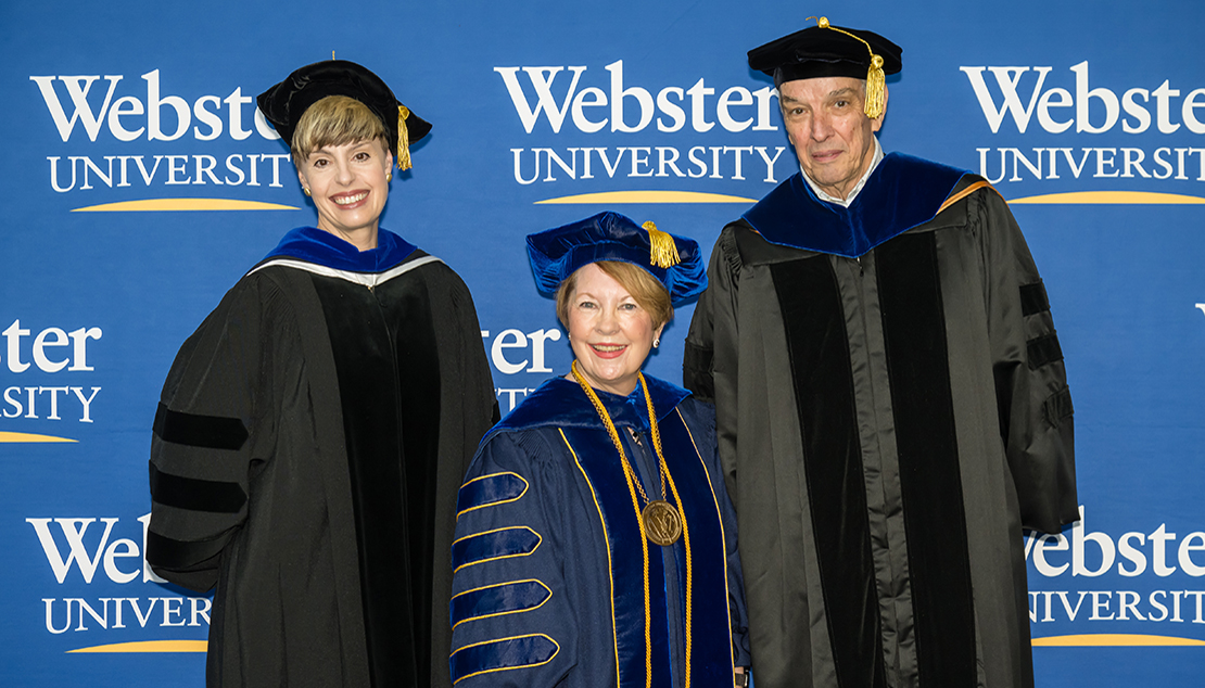 Stephanie Mahfood, Chancellor Beth Stroble and Business & Technology Professor Dan Mueller
