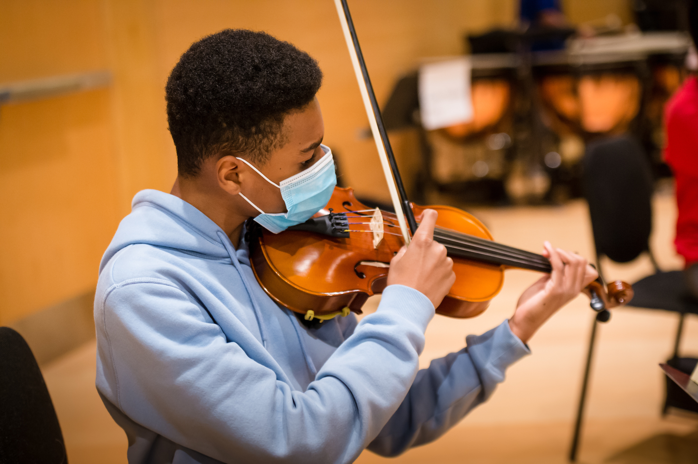 African american young man with violin