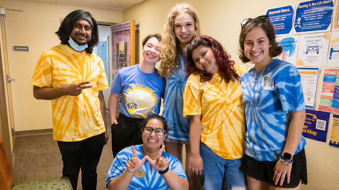 Residential Life student staff group during Move-In event