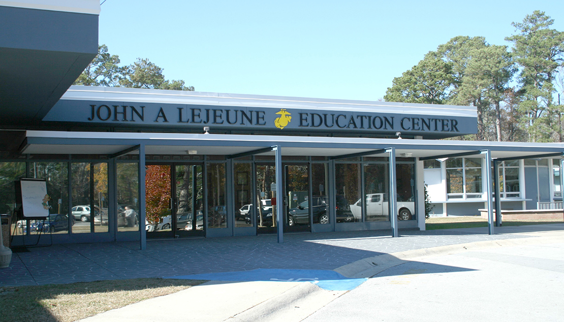 Front of the Lejeune Education Center at Camp Lejeune.