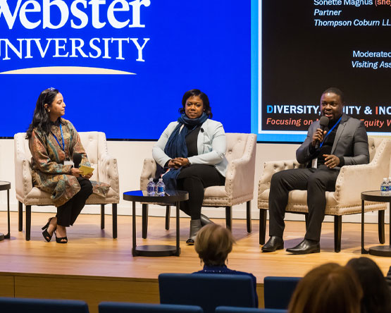 A panel from the 2023 DEI Conference discuss diversity-related topics.